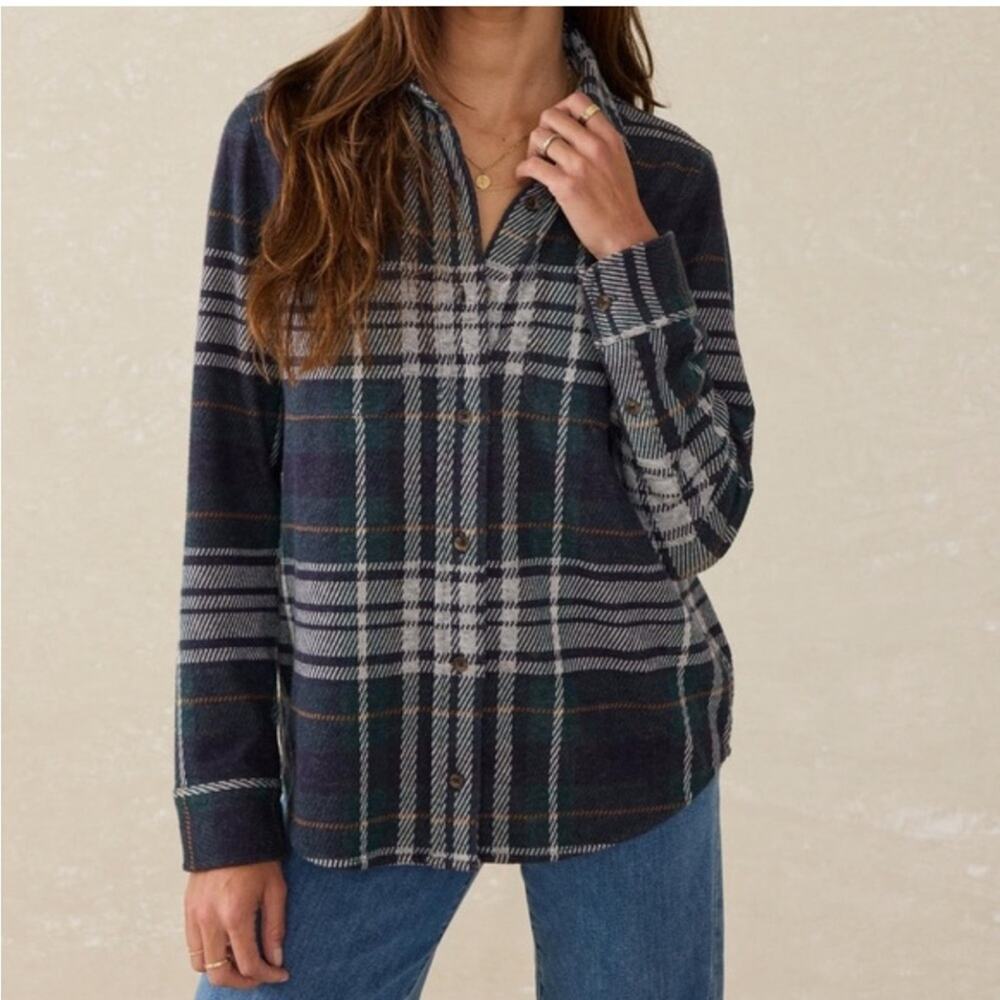 Faherty Legend Sweater Shirt Blue Ridge Plaid Sz S